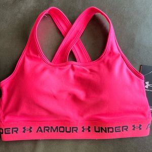 Under Armour Crossback Mid Sports Bra in Pink